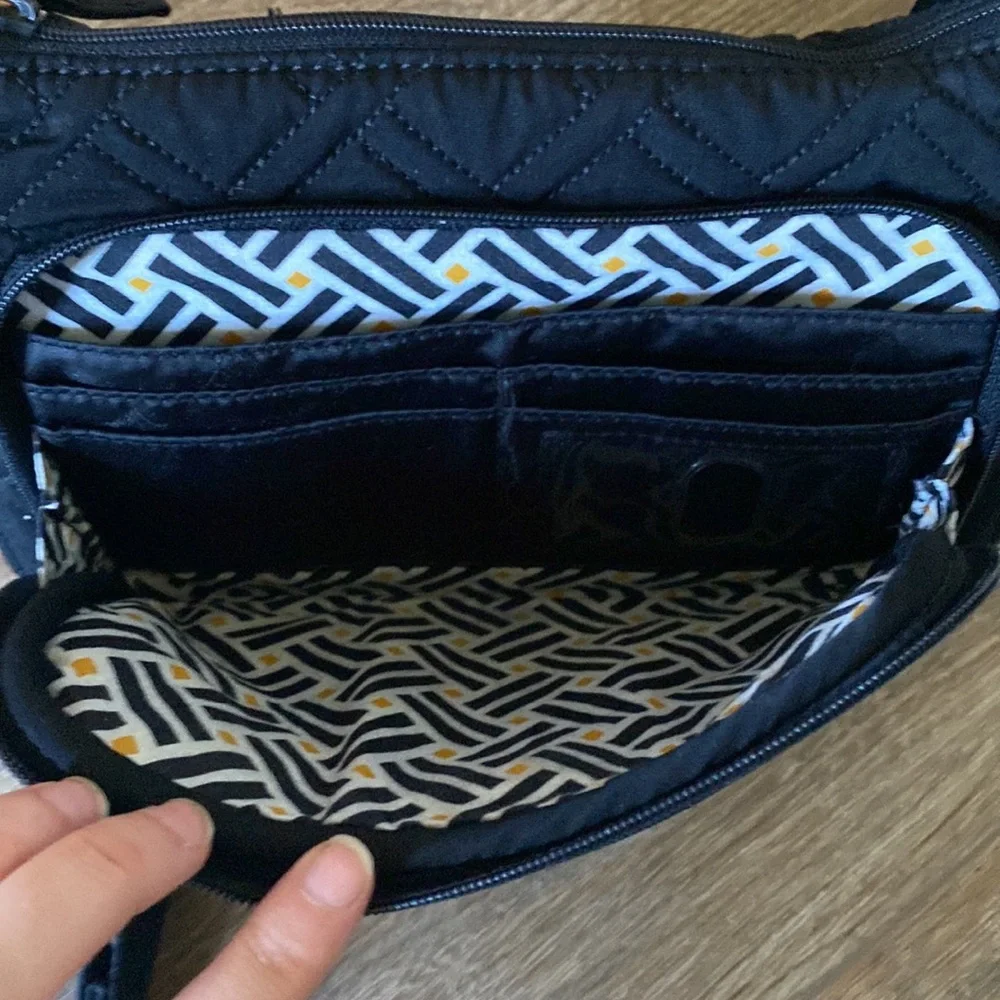Vera Bradley Lil Hipster Crossbody Solid black. Small travel wallet purse.